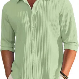 dimmy Men Regular Fit Self Design Button Down Collar Casual Shirt image 1