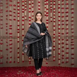 fems Women Pure Cotton Kurta Pant Dupatta Set image 1