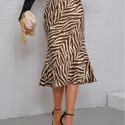jinjinfashion Women Printed Pencil Brown Skirt-picture-14