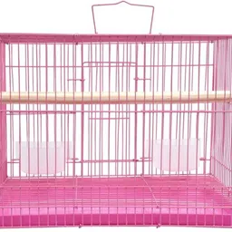 hara enterprises 1.25 Ft Pink Cage with Accessories, 38x28x28 cm, Bowl, Non-Slip Base Bird Cage-picture-21