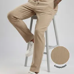 jackbella Men Regular Fit Beige Corduroy Trousers-picture-18