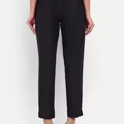 priham Women Regular Fit Black Pure Cotton Trousers image 2