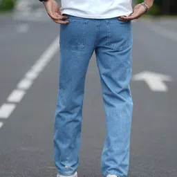 meixn Men Straight Fit Mid Rise Blue Jeans image 2