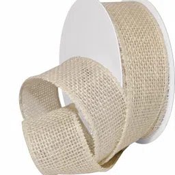 nilu craft Craft Jute Ribbon 2 Inch x 2 Meters White Jute Ribbon image 1