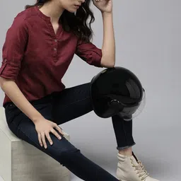 bhiterwal Casual Regular Sleeves Solid Women Multicolor Top image 2