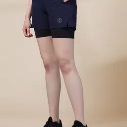 chkokko Solid Women Dark Blue Running Shorts image 5