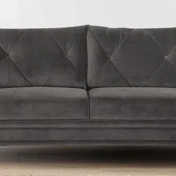 casacraft from pepperfry Atlantis Velvet 3 Seater Sofa in Fossil Grey Colour image 1