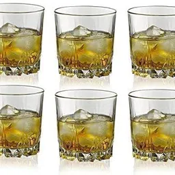 anoxa (Pack of 6) Crystal Clear Carrot Whiskey Glass Heavy Bottom Round Shaped Glass for Drinking Glass Set Water/Juice Glass image 5