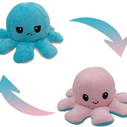 santoshi D20_Reversible Octopus Soft Plush | Flip Toy with Happy & Sad Expressions - 5 inch image 1