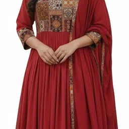 sylora Cotton Blend Stitched Anarkali Gown-picture-12