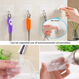 kezify Self Adhesive Strong Sticky Wall Hooks for Hanging Kitchen, Bathroom Accessories Hook 18 image 4