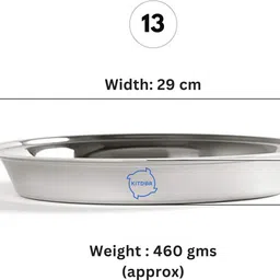 kitdor Stainless Steel Atta Parat for Dough- 29 cms (Size 13), 22 Guage | Parat Plate Paraat image 3