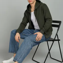 adyavastram Men Full Sleeve Solid Hooded Sweatshirt image 1