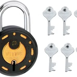 onepro Azco Round Black 65MM,1 Lock 6 keys |8 Levers Double Locking |Home Door Shop Padlock-picture-28