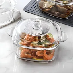 crystalarc Glass Serving Bowl 2.5Ltr Microwave Safe Dish with Lid Versatile, Safe, and Heat-Resistant Cookware image 3