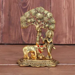 Home Décor & Gifts cow krishna stand under tree Decorative Showpiece - 12 cm-image-26