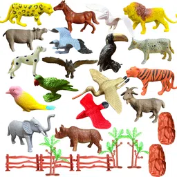 zesthome 26 Pcs Animals & Birds Toys for Kids – including fence, stones, trees image 5