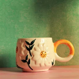 earthystone Pack of 1 Ceramic Cute Handmade Sunflower Cup for Chai Tea Cofee - Microwave and Dishwasher Safe-picture-32