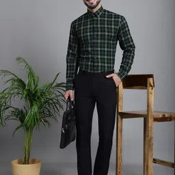 JAINISH Classic Windowpane Checked Pure Cotton Formal Shirt image 5