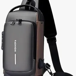 fashnita Grey, Brown Men Shoulder Bag Sling bag businessman bag chest cross body bag with USB charging port-picture-27