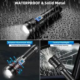 unzag Super Bright-Rechargeable Waterproof USB Portable Outdoor Zoomable Powerful LED Torch image 3