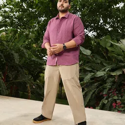 instafab plus Men Regular Fit Solid Spread Collar Casual Shirt image 4