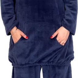 nacno Women Top & Pyjama Set Dark Blue Solid-picture-24