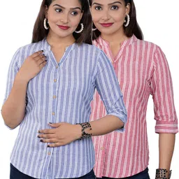 fabisho Women Regular Fit Striped Formal Shirt-picture-19