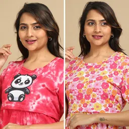 mayaval Pack of 2 Women Maternity/Nursing Nighty image 4