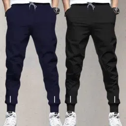 reya Pack of 2 Men Solid Black, Blue Track Pants-picture-21