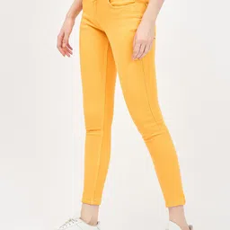 novio Women Slim Mid Rise Yellow Jeans image 3