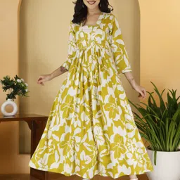 titaly Women Ethnic Dress Yellow Maxi/Full Length Dress-picture-23