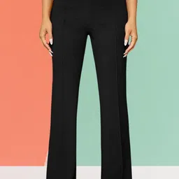 akotty Women Comfort Fit, Regular Fit Black Viscose Rayon Trousers-picture-39