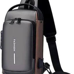 Grey, Gold Men & Women Sling Bag Waterproof Polyester Slim Unisex Crossbody Sling Bag Chest Backpack Men's-image-23