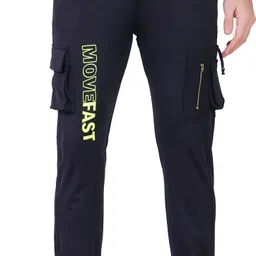 Men Printed Black Track Pants-image-22