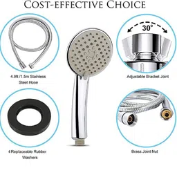 clibo 5 Flow Modes ABS HS-019 Plastic Hand Shower with SS Tube 1.5 M and Hook Handheld image 3