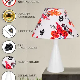 glowhere Black Metal Table Lamp, Marigold Cone Shade for Bedroom & Living Room Table Lamp image 5