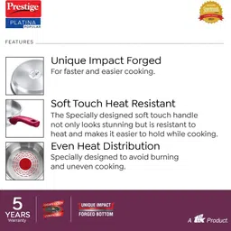 prestige Platine Popular Fry Pan 24 cm diameter 2.25 L capacity image 4