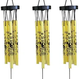 ryme Feng Shui Golden Yin Yang Wind Chime (Pack OF 3) Brass Windchime-picture-13