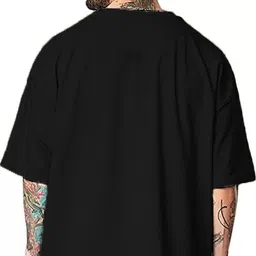 sahuone Men Solid Round Neck Cotton Blend Black T-Shirt image 2