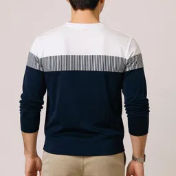 teezler Men Printed Round Neck Cotton Blend Navy Blue T-Shirt image 2