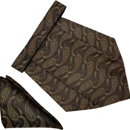 VOICI Paisley Design Brown color pocket square and Cravat-image-48