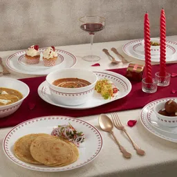 corelle Pack of 8 Glass Scarlet Clover Mini Dining Set(VDB)-8 Pcs|Microwave & Dishwasher Safe Dinner Set image 3