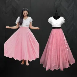 rivaashafashion Polka Print Stitched Lehenga & Crop Top image 3