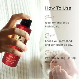 gans Sport Electric Red Deodorant Spray for Men Fresh Woody Oud & Citrus Fragrance Perfume Body Spray - For Men image 2