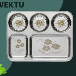 wektu Premium Stainless Steel Compartment Plates/Food Grade/5 in 1/Laser Print/1PC/17 Sectioned Plate-picture-15