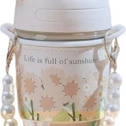 hrsstoree Insulated With Pearl Strap Coffee with Straw Glass Coffee Mug-picture-43