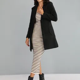 honnete 100 % Polyester Solid Coat For Women-picture-34