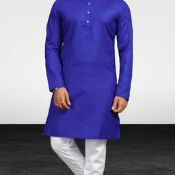 vastra Men Solid Cotton Blend Straight Kurta-picture-25