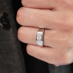 zavya Sterling Silver Cubic Zirconia Rhodium Plated Ring image 1